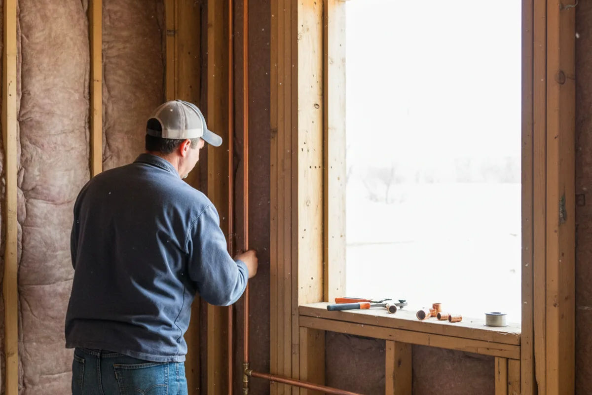 Licensed plumber running new copper supply lines in a Midway City home