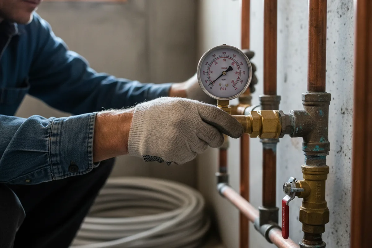 Pressure testing a repaired line during Water Line Repair in Midway City